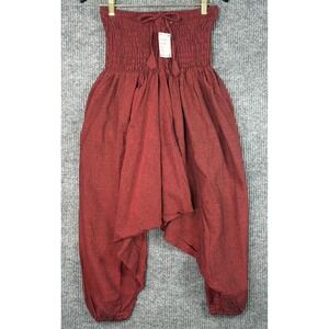 NWT Convertible Boho Harem Pants Jumpsuit Smocked Strapless Cotton Festival FS